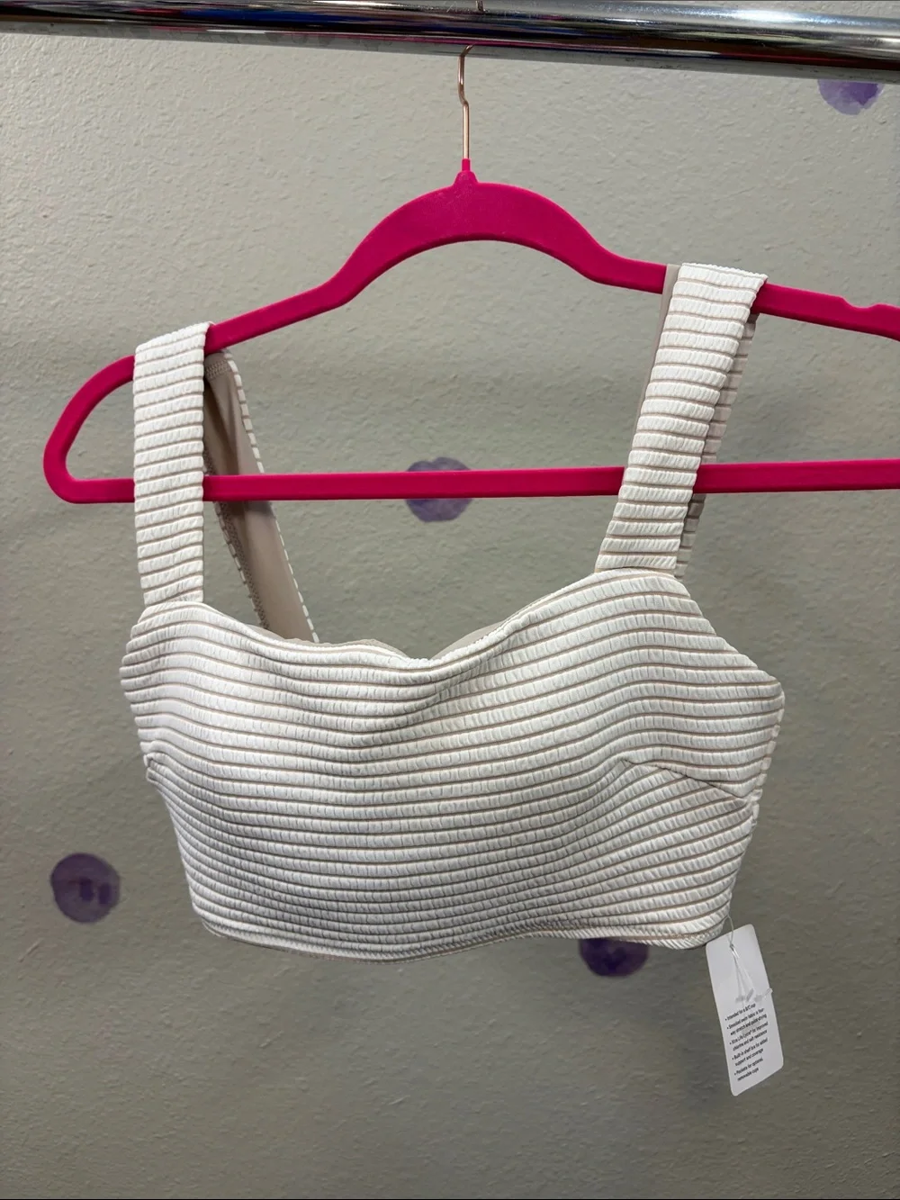 046. Lululemon Smocked Swim Top *B/C Cup Hyper Stripe White Pink Bliss
